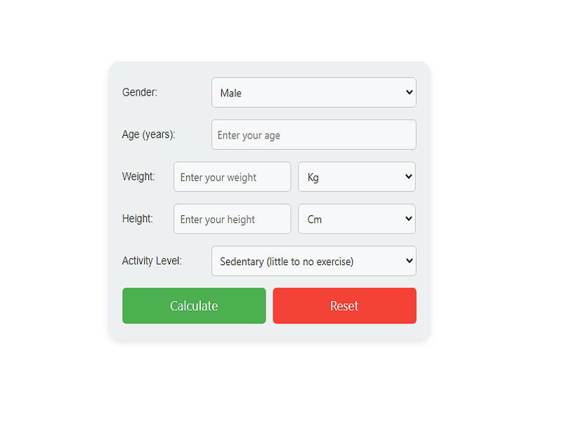 Basal Metabolic Rate (BMR) Calculator Online