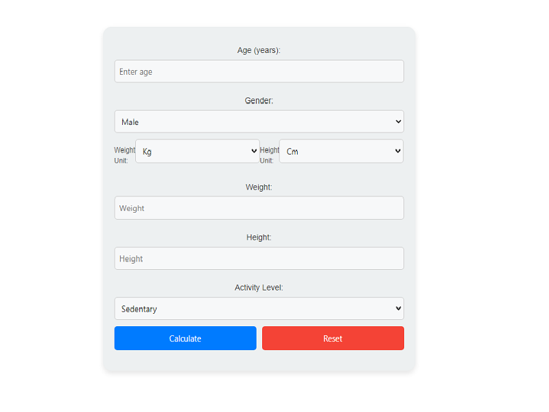 Calorie Intake Calculator Online