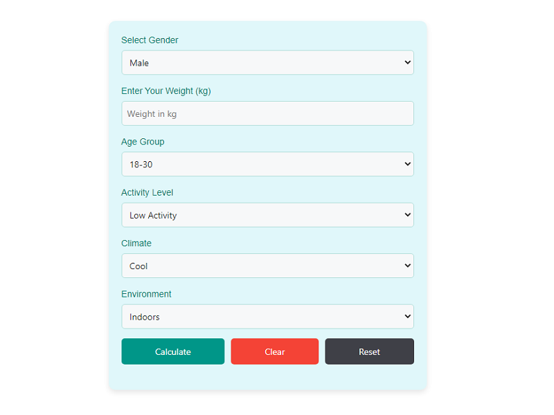 Water Intake Calculator Online